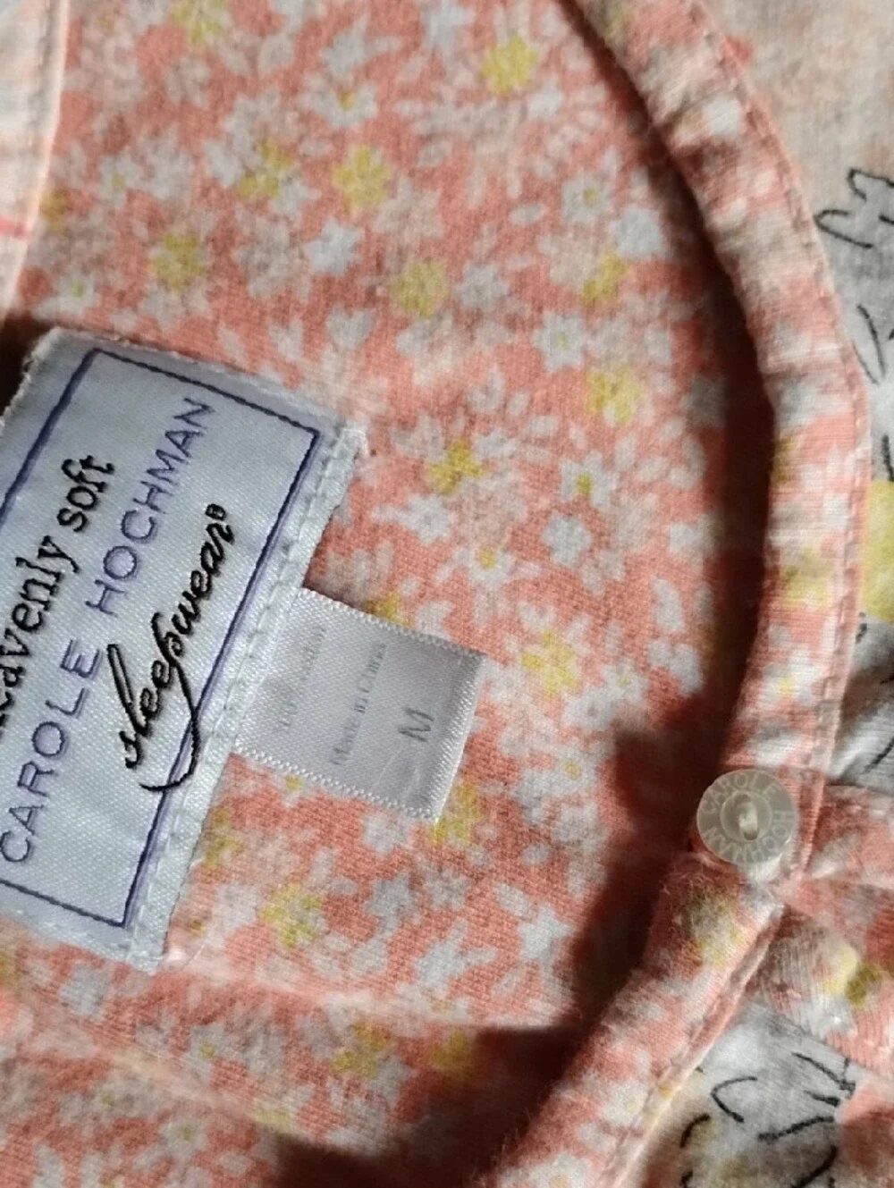 Carole Hochman Peach Floral, Cotton, Short-Sleeve Sleep Shirts Medium Euc - Picture 10 of 11